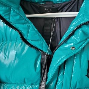 Amiri teal oversized puffer jacket size small